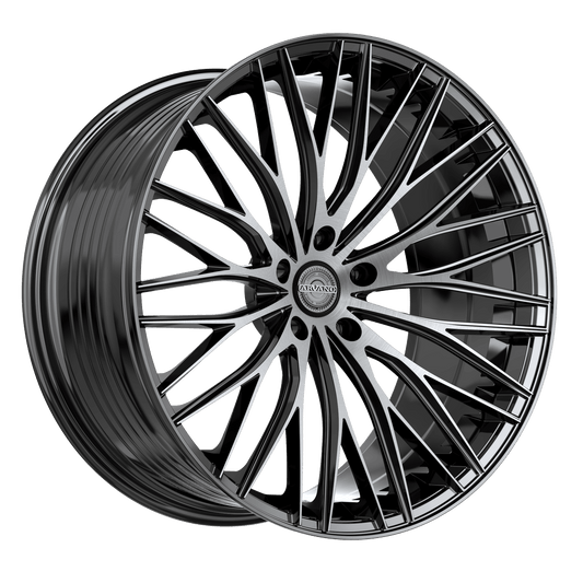 Arvano AV-50 Madrid 20x9 5x Blank +15 Cb 66.56 Gloss Black & Brushed Double Dark Tint