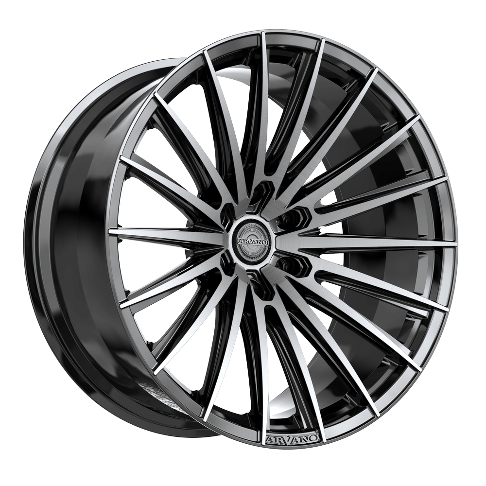 Arvano ART-2 Geneva 20X10 6x135 -12 Cb 87.1 Gloss Black & Brushed Double Dark Tint