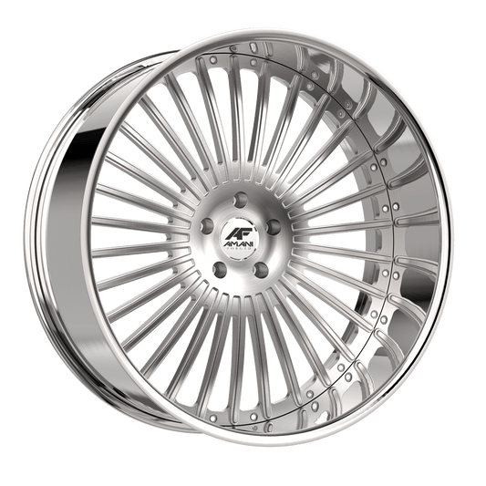 Amani Forged R.E.A.L. 26x10 5x127 +5 Cb 78.1 Brush Center Chrome Lip Standard Cap Round