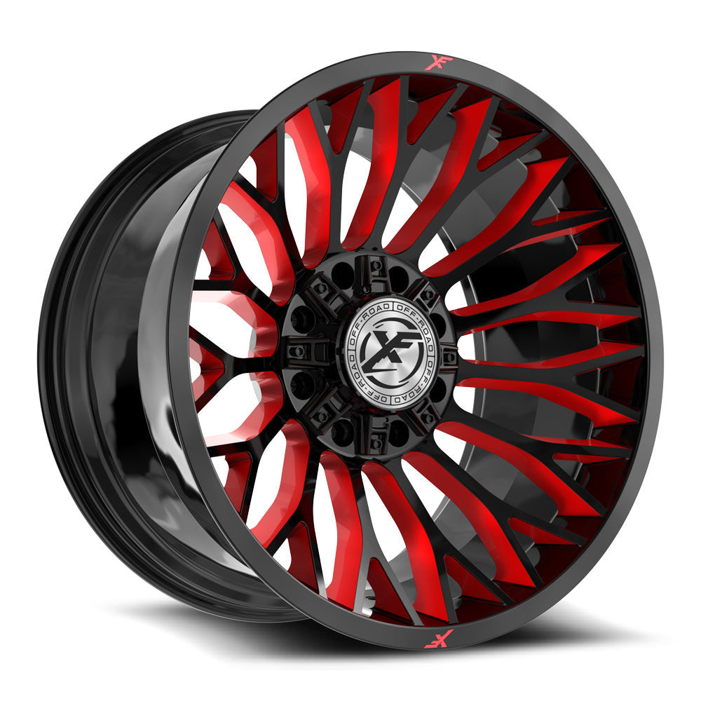 XF Off-Road XF-237 24x12 Blank 8x -44 Cb 125.2 Gloss Black & Red Milled