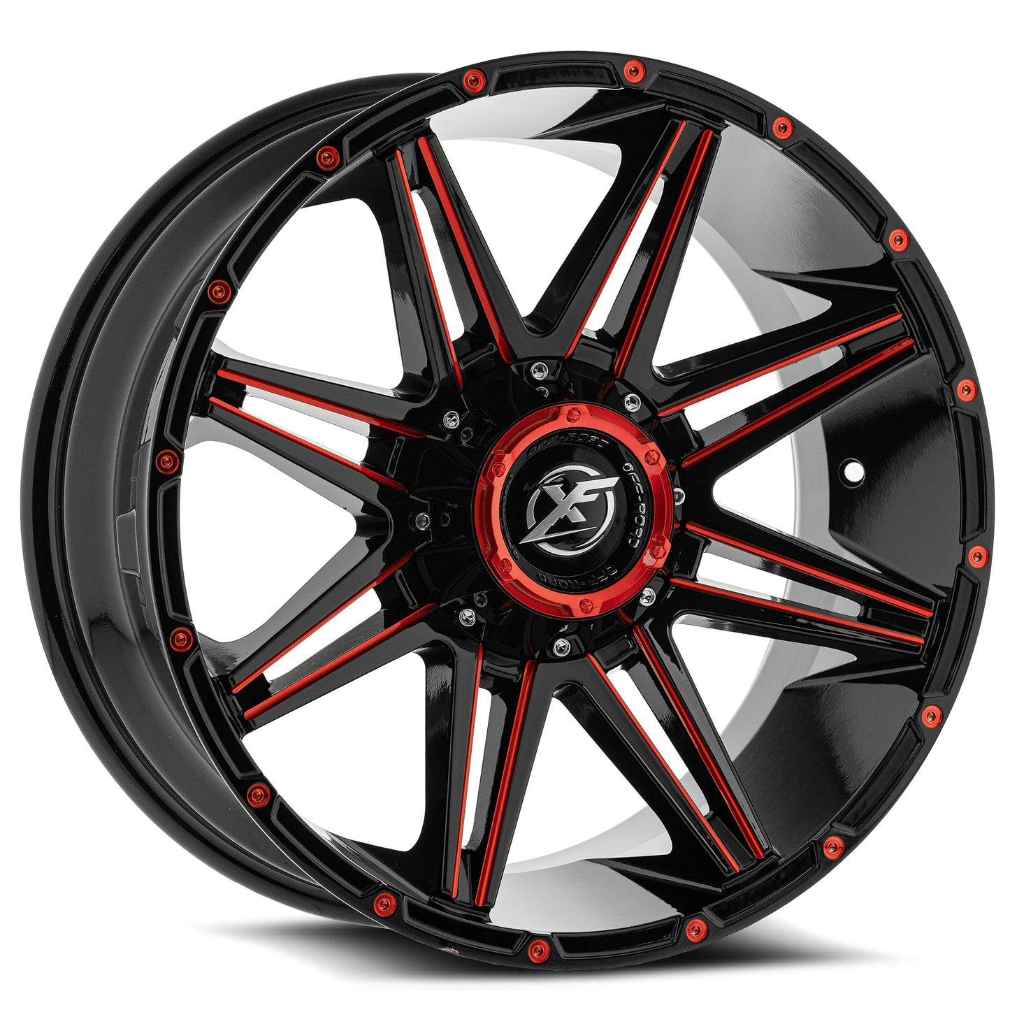 XF Off-Road XF-220 20X12 8X165.1 8X170 -44 Cb 125.2 Gloss Black & Red Milled