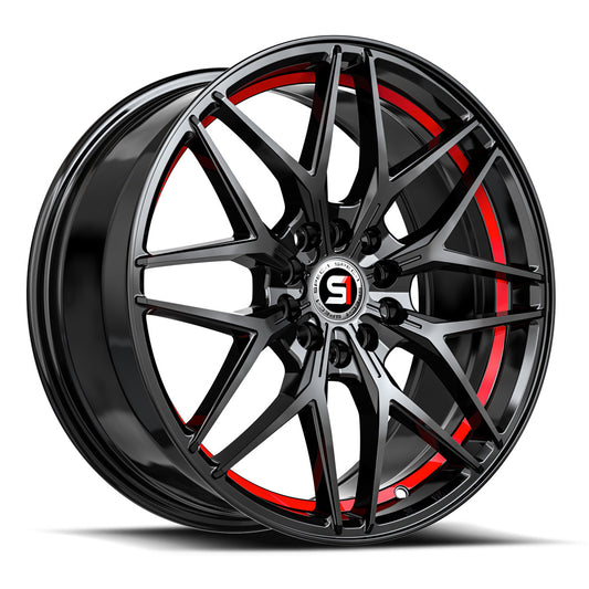 Spec-1 SP-60 17x7.5 5x108 5x114.3 +42 Cb 73.1 Gloss Black & Red Undercut