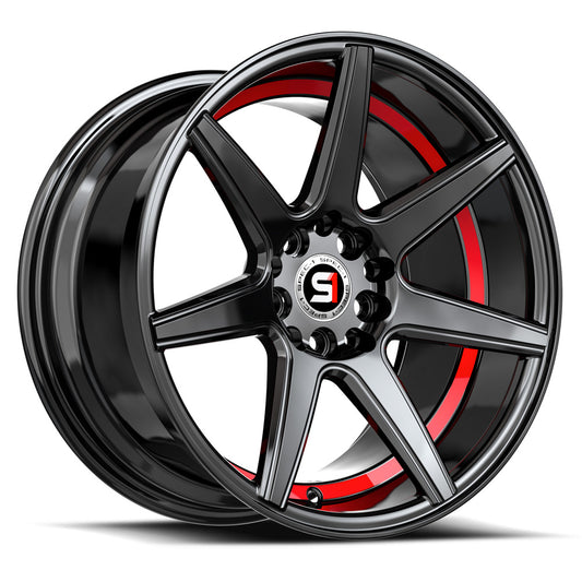 Spec-1 SP-73 17x7.5 5x100 5x114.3 +42 Cb 73.1 Gloss Black & Red Under Cut
