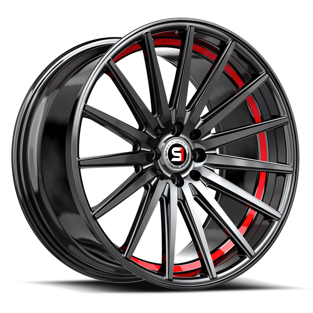 Spec-1 SP-69 19x8.5 5x114.3 5x120 +38 Cb 73.1 Gloss Black & Red Under Cut