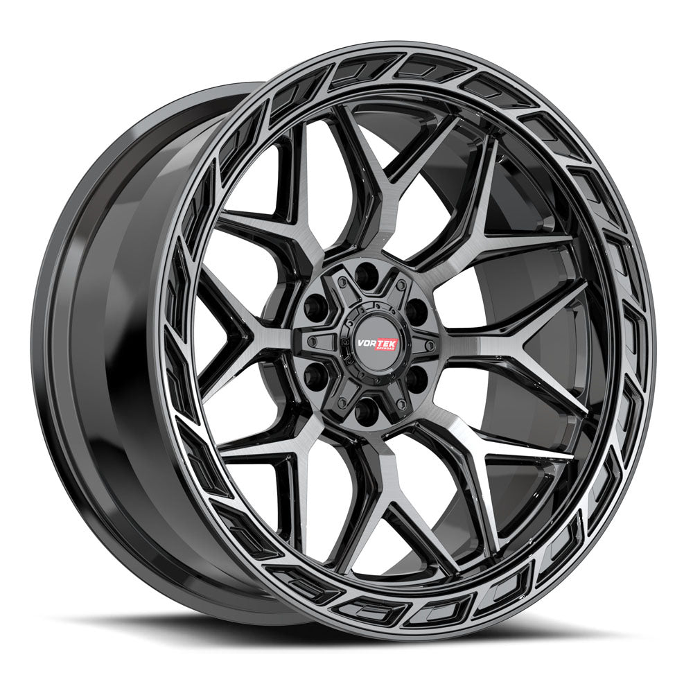 Vortek VRP-504 ENZO 20x9.0 6x135 6x139.7 +18 Cb 106.1 Black & Diamond Cut Center With Dark Tint