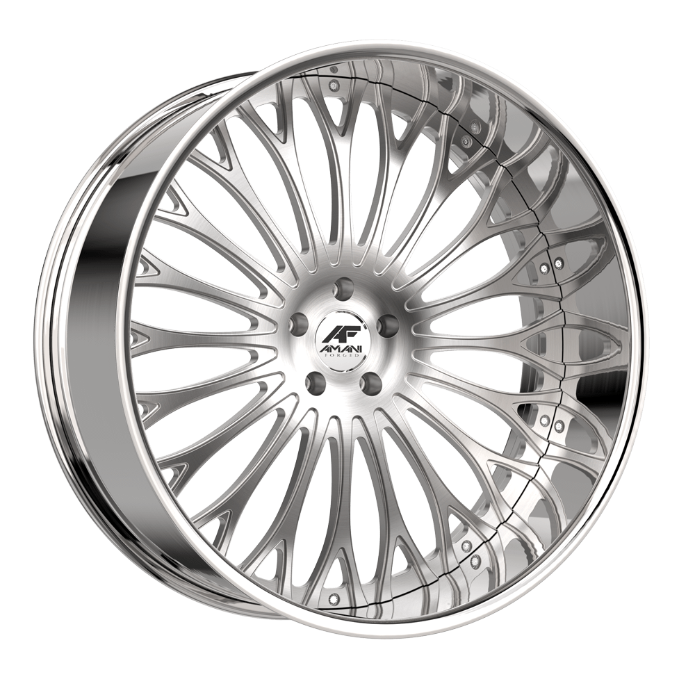 Amani Forged Napoliano 22x9 Pocketed 5x blank +15 Cb 66.56 Brush Center Chrome Lip Standard Cap Flat