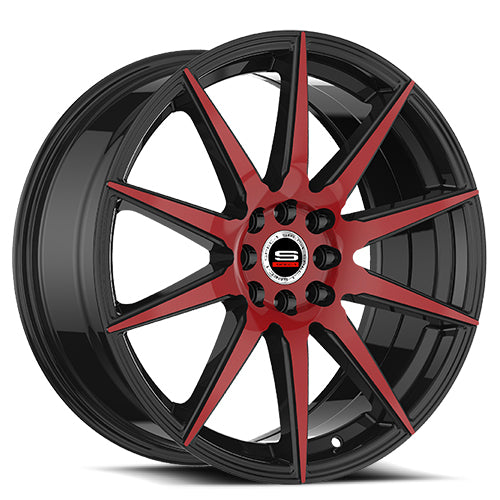 Spec-1 SP-51 17x7.5 5x112 5x114.3 +42 Cb 73.1 Gloss Black & Red Machined