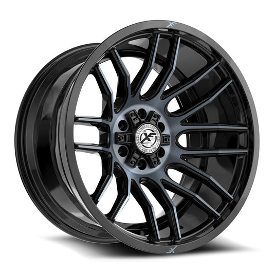 XF Off-Road XF-232 24x12 5x127 5x139.7 -44 Cb 78.1 Gloss Black & Machined Titanium Double Dark Tint