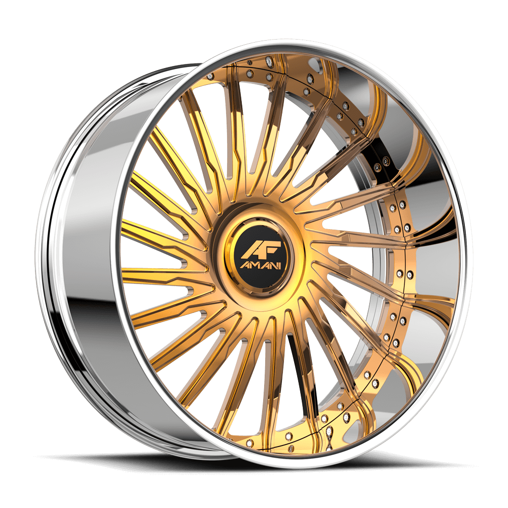 Amani Forged CULTURA-L 26x9 5x Blank +1 Cb 78.1 14K Gold Plated Large XL Cap Flat