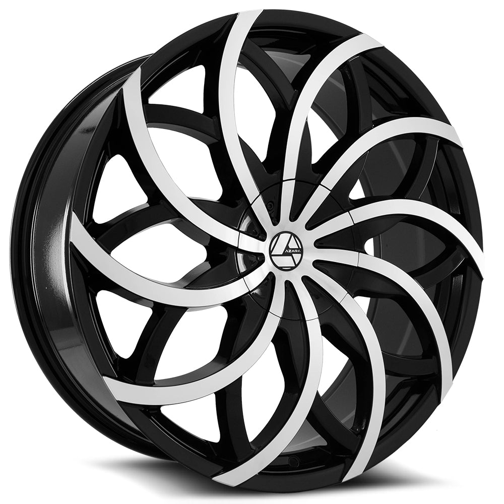 Azara Aza-504 24X9 6X135 6X139.7 +25 Cb 87.1 Gloss Black & Machined