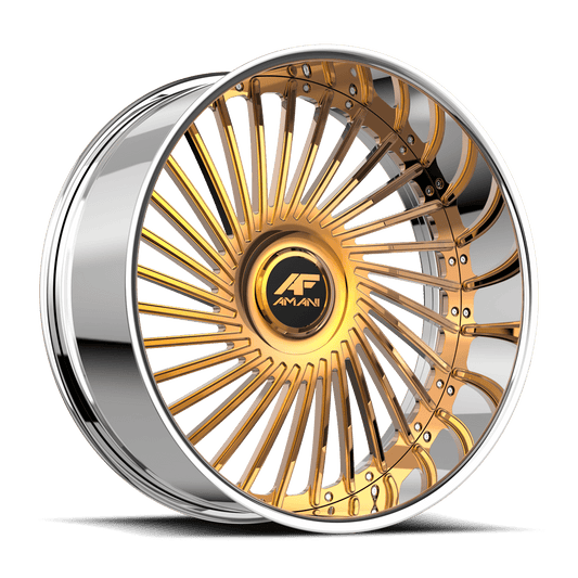Amani Forged CHILE-L 24x9.5 5x Blank -12 Cb 73.1 14K Gold Plated Large XL Cap Flat