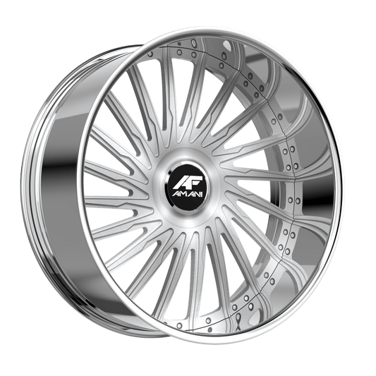 Amani Forged CULTURA-R 24x9 5x Blank +1 Cb 73.1 Brush Center Chrome Lip Large XL Cap Flat