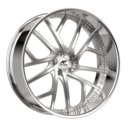 Amani Forged VERGE-R 24x9.5 5x Blank -12 Cb 73.1 Brush Center Chrome Lip Standard Cap Round