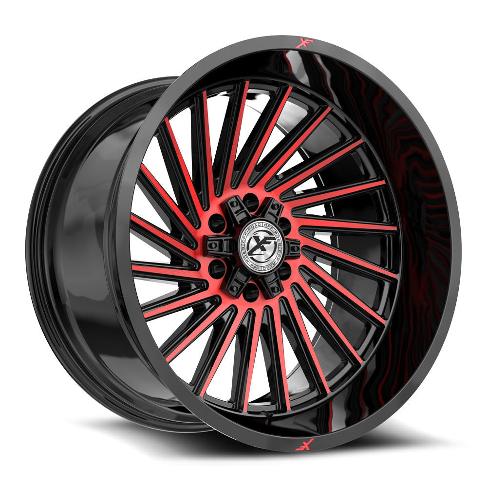 XF Off-Road XF-239 24X12 5X127 5X139.7 -44 Cb 78.1 Gloss Black & Red Machined