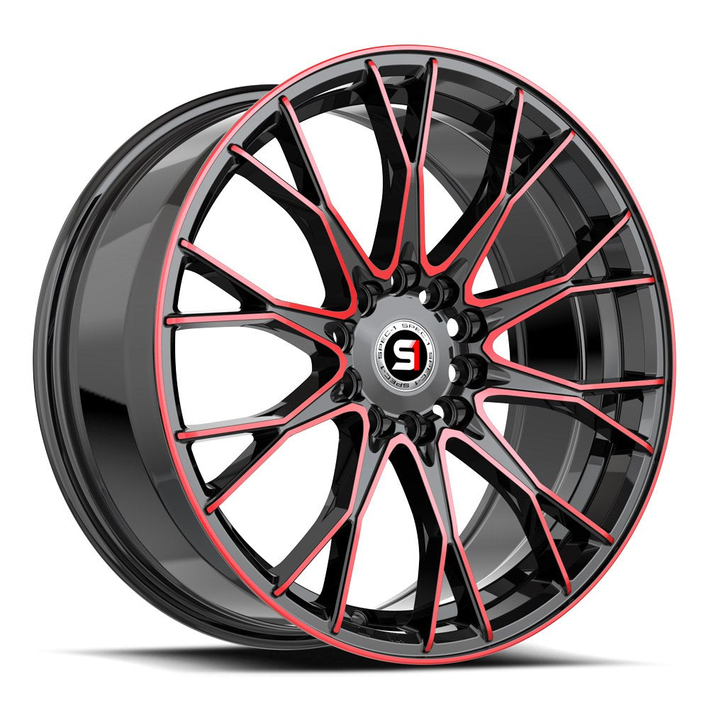 Spec-1 SP-59 17x7.5 5x114.3 5x120 +42 Cb 73.1 Gloss Black & Red Machined