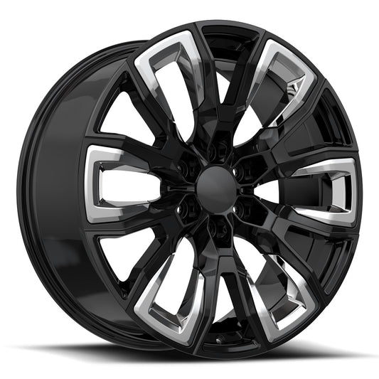 OE. Revolution G-37 22X9 6X139.7 +31 Cb 78.1 Gloss Black/ Chrome Inserts