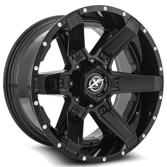 Xf Off-Road Xf-214 22X12 6X135 6X139.7 -44 Cb 106.4 Gloss Black + Gloss Black Inserts