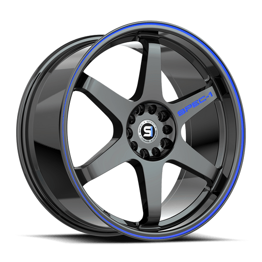 Spec-1 SPT-33 20X9.0 5x114.3 5x120 +38 Cb 73.1 Gloss Black & Blue Line