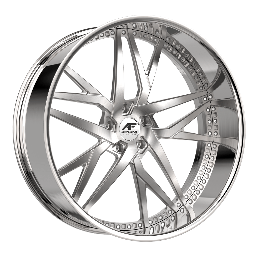 Amani Forged IKON-L 26x10 5x127 +5 Cb 78.1 Brush Center Chrome Lip Standard Cap Round