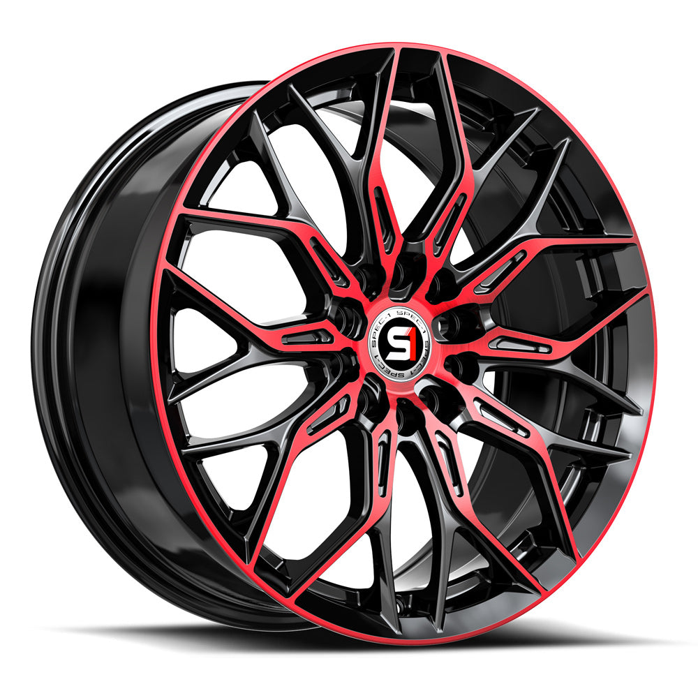 Spec-1 SP-57 17x7.5 5x110 5x114.3 +42 Cb 73.1 Gloss Black & Red Machined