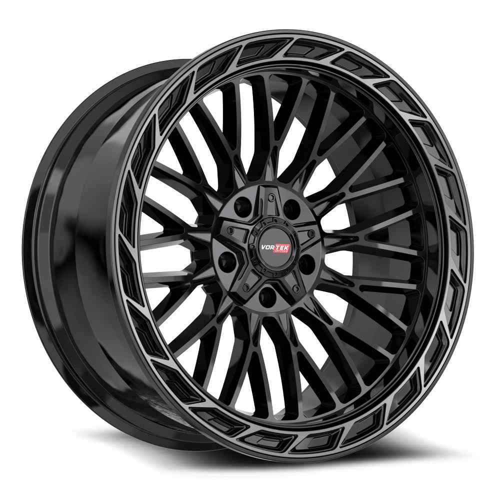 Vortek VRP-502 FORZA 20x9.0 5x139.7 5x150 +18 Cb 110.3 Gloss Black Center & Diamond Cut Ring With Dark Tint (Make sure Cb is 110 for 5x150)
