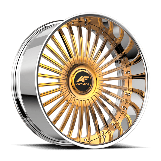 Amani Forged R.E.A.L. 24x9 5x Blank +1 Cb 73.1 14K Gold Plated Large XL Cap Flat