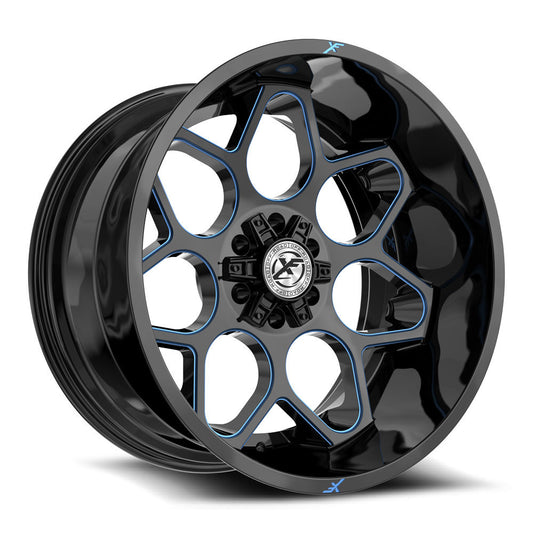 XF Off-Road XF-233 20x9 5x127 5x139.7 +12 Cb 78.1 Gloss Black & Blue Milled