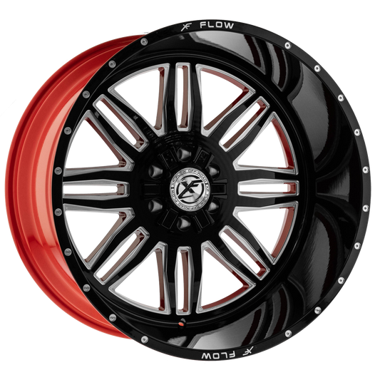 Xfx Flow Xfx-303 24X12 5X127 5X139.7 -44 Cb 78.1 Gloss Black & Milled With Red Inner