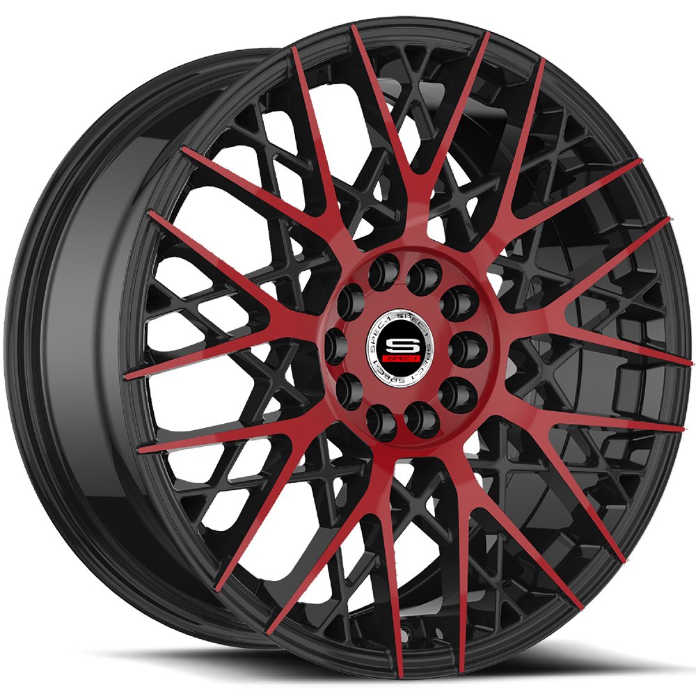 Spec-1 SP-53 17x7.5 5x112 5x114.3 +42 Cb 73.1 Gloss Black & Red Machined