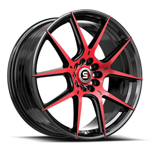 Spec-1 SP-71 20x8.5 5x114.3 5x120 +38 Cb 73.1 Gloss Black & Red Machined
