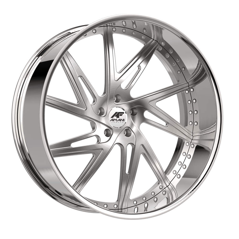 Amani Forged CONRAD-L 22x10 5x Blank +40 Cb 66.56 Brush Center Chrome Lip Standard Cap Round