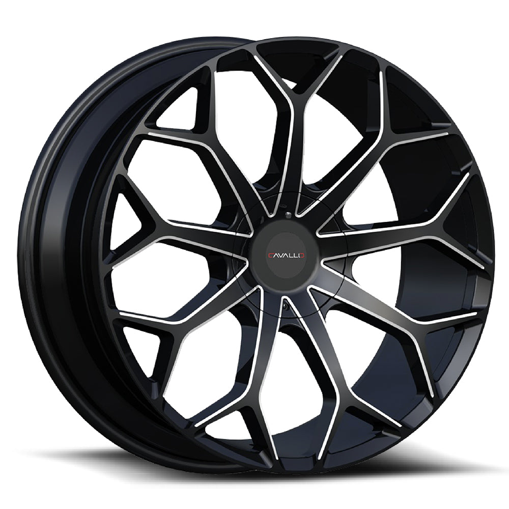 Cavallo Clv-22 24X9 6X135 6X139.7 +30 Cb 108 Gloss Black Milled Windows