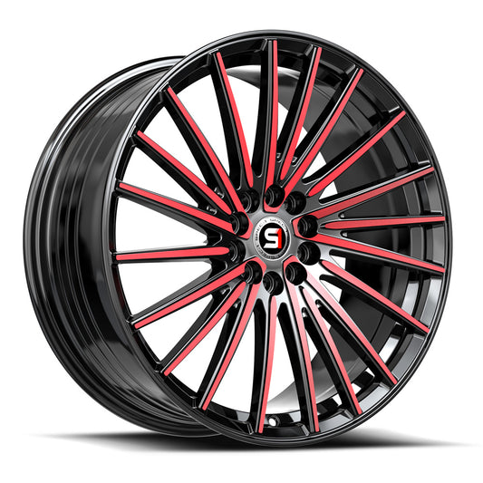 Spec-1 SP-68 18x8.0 5x110 5x114.3 +38 Cb 73.1 Gloss Black & Red Machined