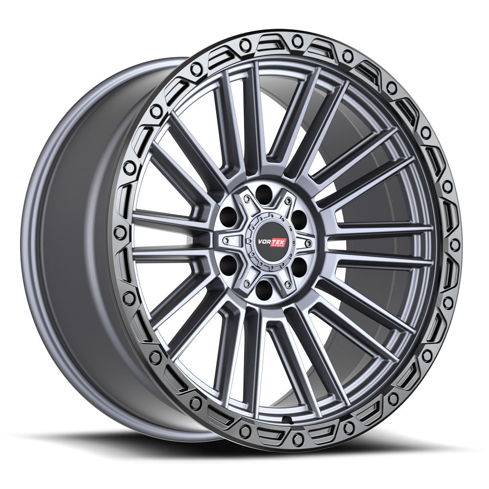 Vortek VRT-604 ZEUS 18x9 6x120 6x139.7 +18 Cb 93.1 Matte Titanium With Black Bead Ring