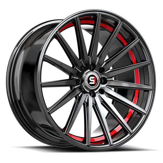 Spec-1 SP-69 19x8.5 5x112 5x114.3 +38 Cb 73.1 Gloss Black & Red Under Cut