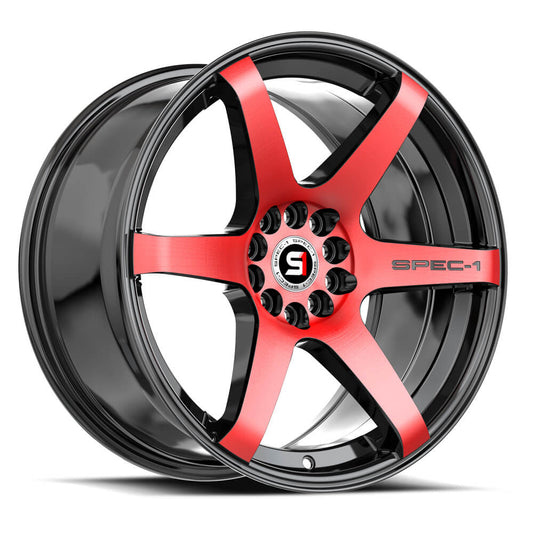 Spec-1 SPT-32 18x8.0 5x100 5x114.3 +34 Cb 73.1 Gloss Black & Red Machined