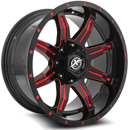 XF Off-Road XF-215 20x9 6x135 6x139.7 0 Cb 106.4 Gloss Black & Red Milled