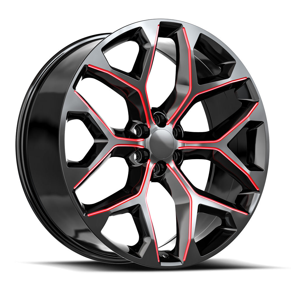 OE. Revolution G-09 22X9 6X139.7 +24 Cb 78.1 Gloss Black & Red Milled