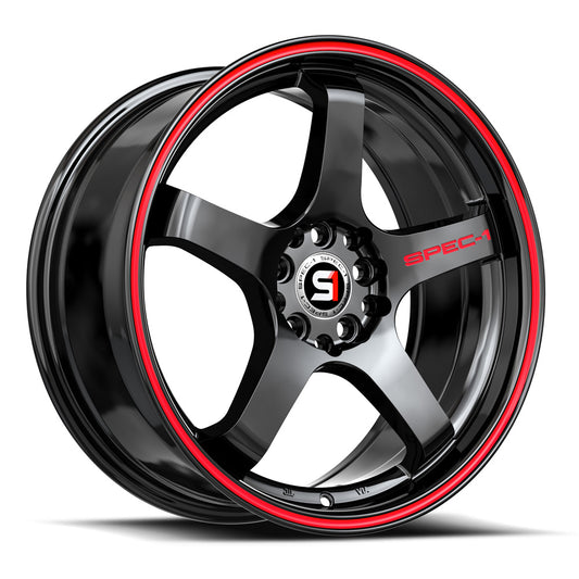 Spec-1 SPT-31 20X9.0 5x114.3 5x120 +38 Cb 73.1 Gloss Black & Red Line