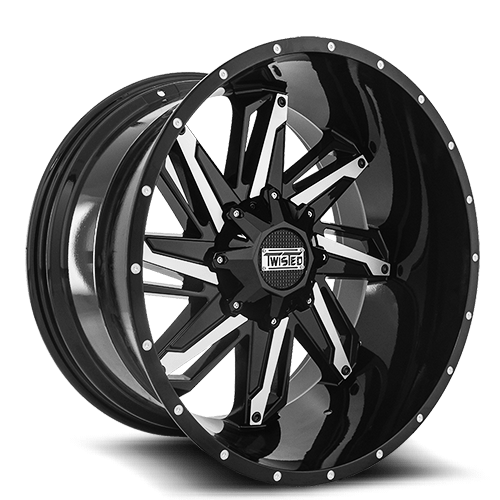 20X10 TWISTED WHEELS T-22 RAZOR GLOSS BLACK MACHINED