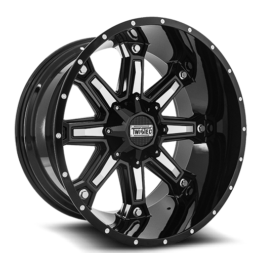 20X10 TWISTED WHEELS T-23 WRAITH GLOSS BLACK MACHINED