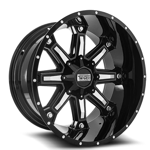 20X9.0 TWISTED WHEELS T-23 WRAITH GLOSS BLACK MACHINED