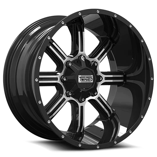 22X12 TWISTED WHEELS T-21 RADAR GLOSS BLACK MACHINED