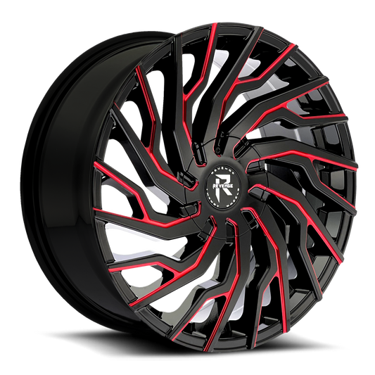 Revenge Luxury Wheels RL-101 Black Paint Red Milled 5x120/5x114.3 Size 18X8 35ET