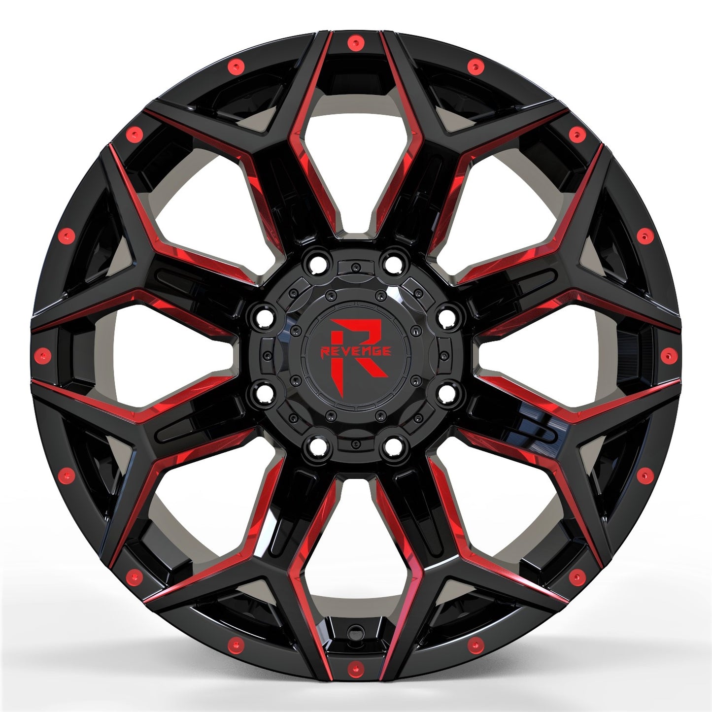 Revenge Offroad RV-202 BLACK AND RED MILLED 6x135, 6x139.7 size 20x9 0 ET