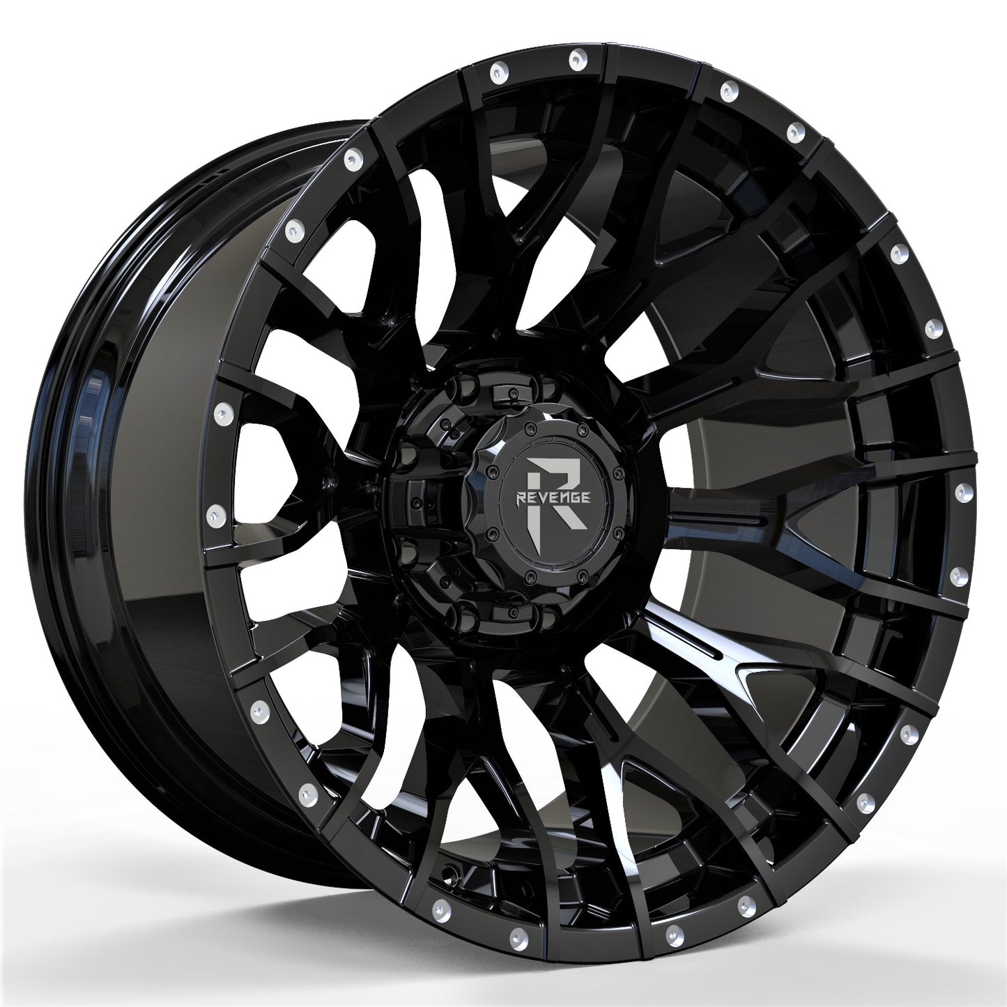 20" Revenge Offroad RV-201 GLOSS BLACK WITH DOTS 20X9 0 ET