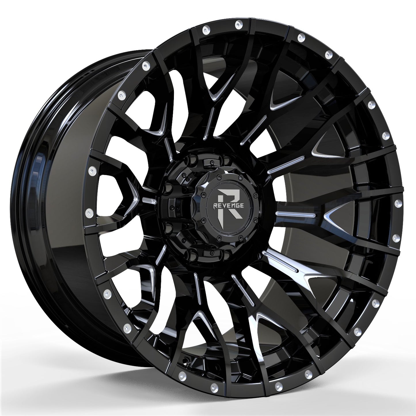 20" Revenge Offroad RV-201 Black and Milled Wheels