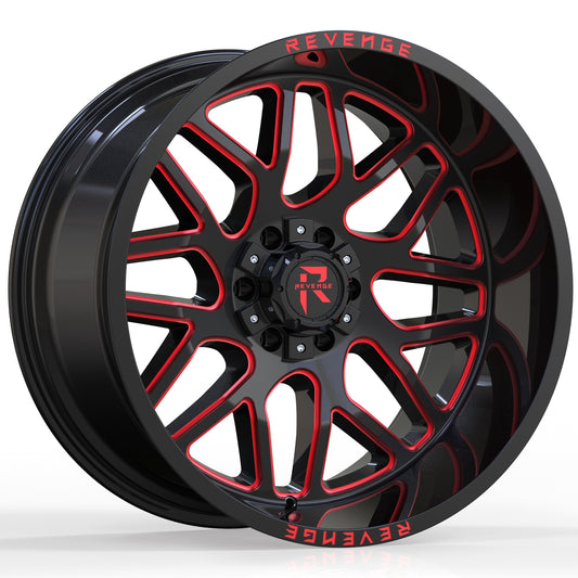 20" Revenge Offroad RV-206 BLACK AND RED MILLED  20X10 -19 ET